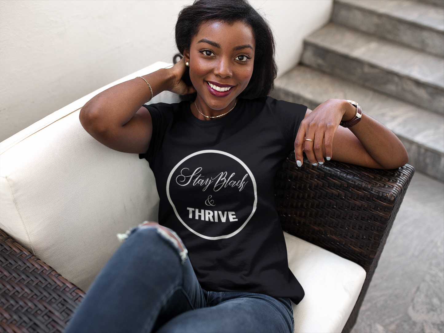 Stay Black & Thrive Logo Black T-shirt